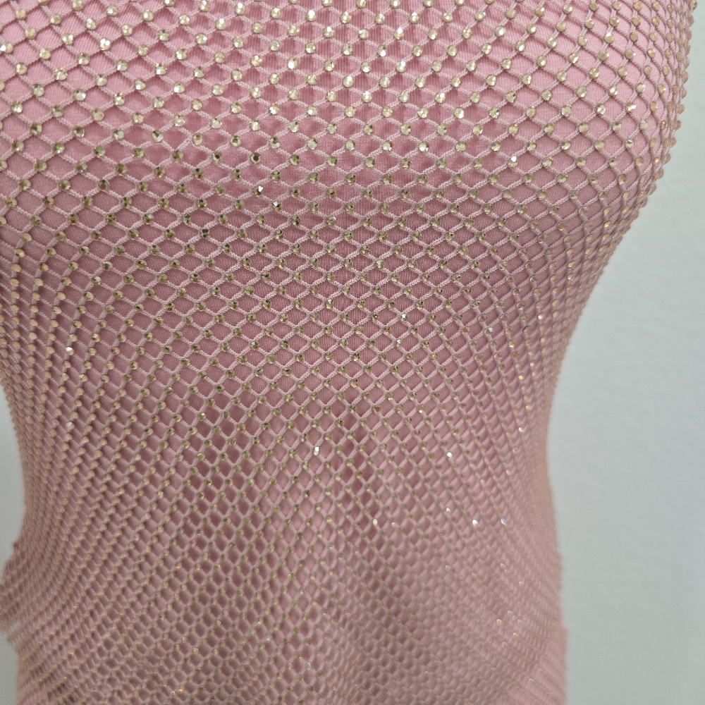 Aqua Co Ord Set Crystal Embellished Mesh Midi Skirt And Top Size Small - Picture 14 of 16